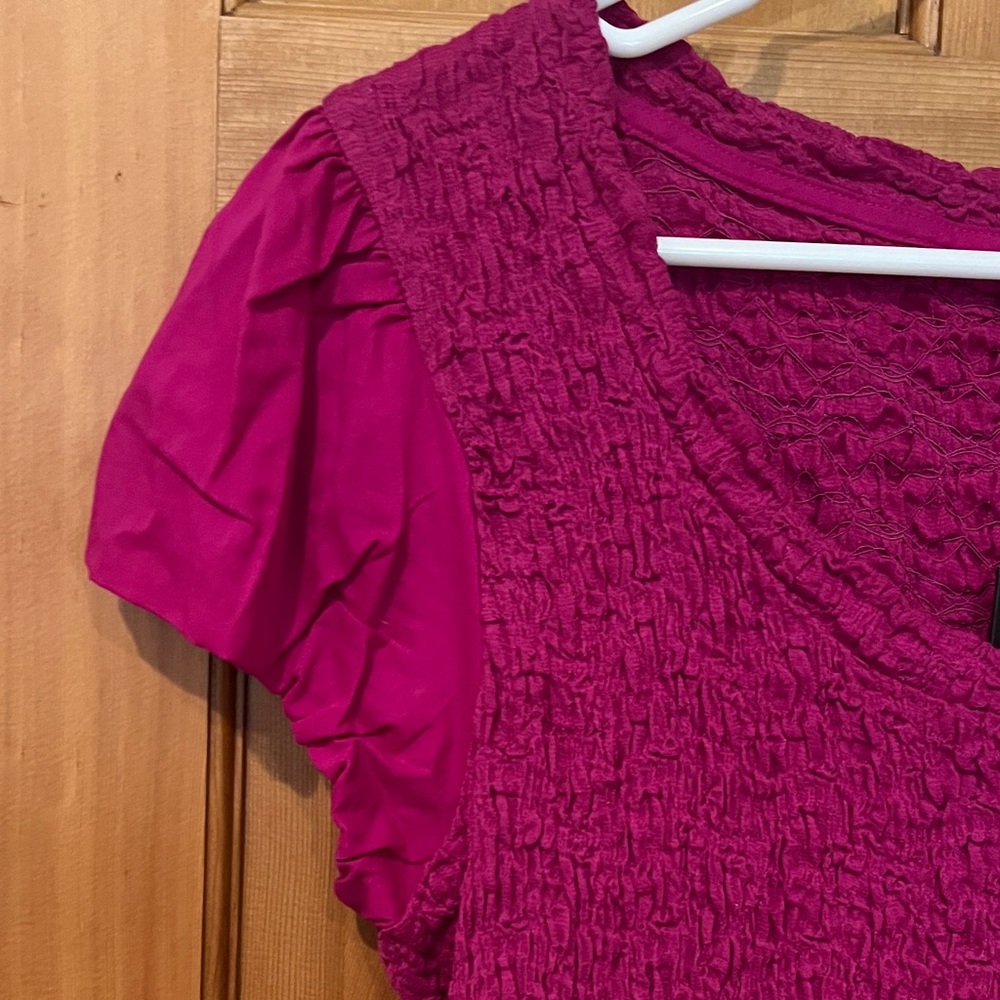 DKNY Fuchsia Textured Blouse - Picture 3 of 5